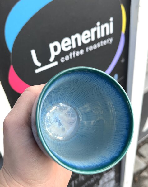 Penerini coffee Keramický kelímek s vroubky - tyrkysový 210 ml