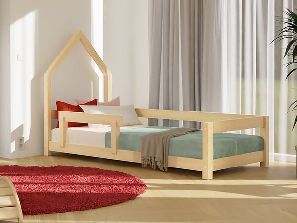 Dětská postel domeček POPPI s bočnicí - Petrolejová, 120x200 cm, Zvolte stranu: Vpravo