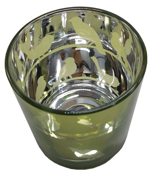 Svícen skleněný ptáci M 8cm 9306172