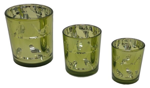 Svícen skleněný ptáci M 8cm 9306172