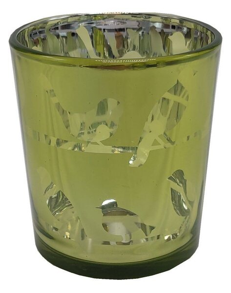 Svícen skleněný ptáci M 8cm 9306172