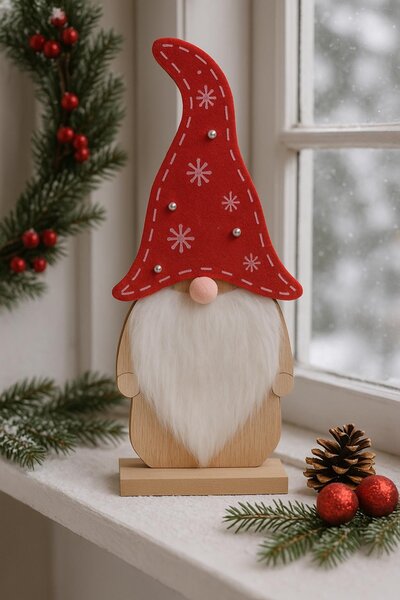 Dřevěný skřítek vousatý 22cm 2009348