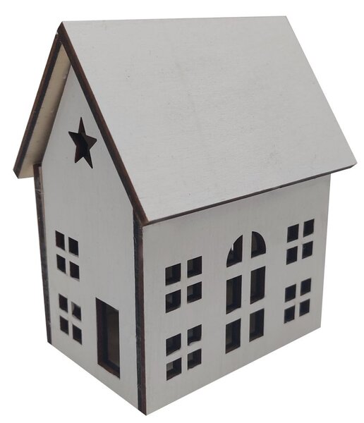 Domek bílý svítící LED 13*11cm 2009281