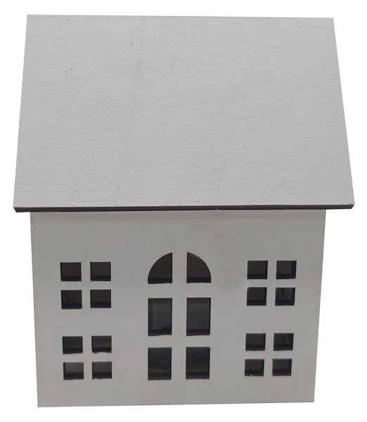 Domek bílý svítící LED 13*11cm 2009281