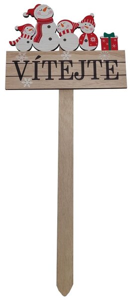 Dřevěný zápich sněhuláci Vítejte 51*23cm 3002002