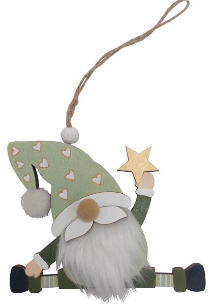 Závěsný skřítek vousatý zelený 10,5*14cm 3001123