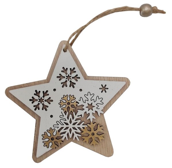 Závěsná hvězda s vločkami 10*10cm 3001122