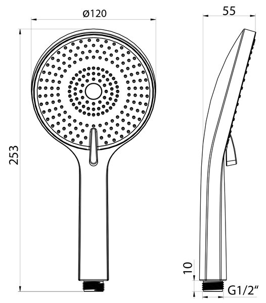 Sapho Sapho, Ruční masážní sprcha, 3 režimy, Ø 120 mm, ABS/černá mat, SK879B