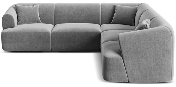 -25 % Dny MOMENTI– Cosmopolitan Design Šedá sametová rohová pohovka Campi 255 cm, levá/pravá