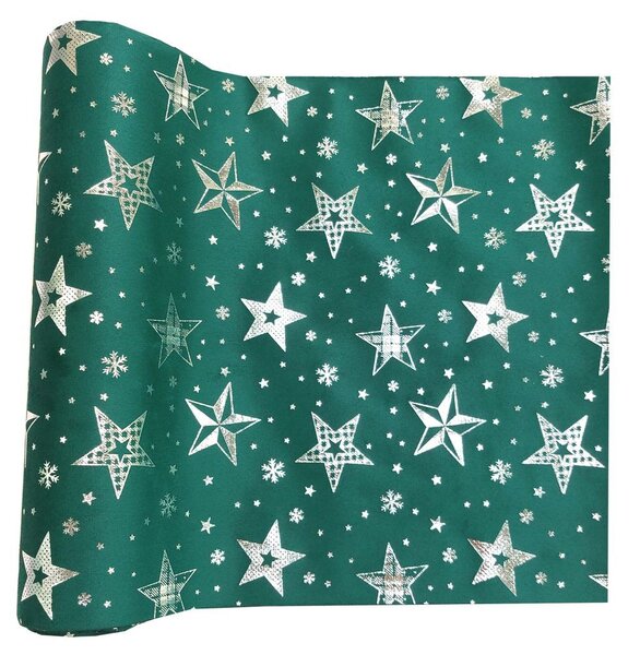 Běhoun sametový s hvězdami zelený 28cm x 3m 8701302A