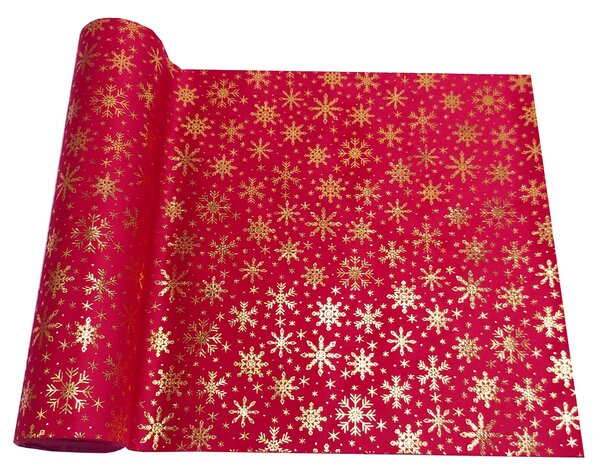 Běhoun sametový s vločkami červený 28cm x 3m 8701301D