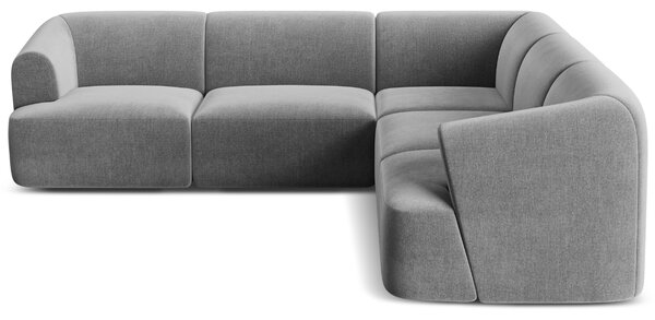 -25 % Dny MOMENTI– Cosmopolitan Design Šedá sametová rohová pohovka Campi 255 cm, levá/pravá