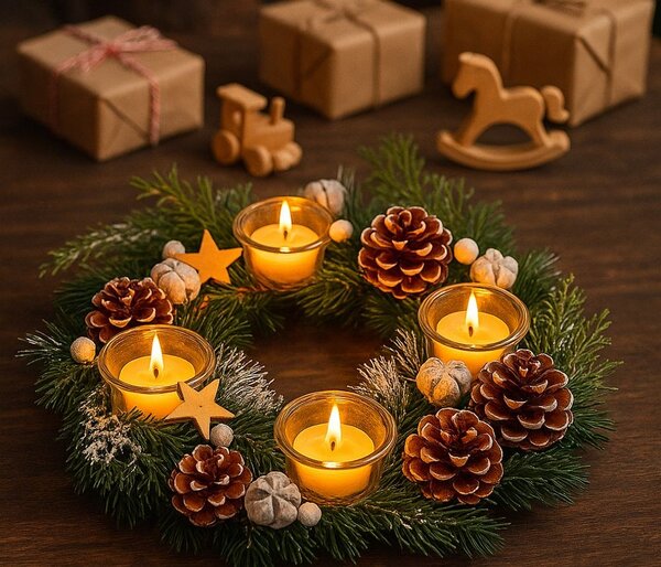 Adventní věnec s hvězdami 30cm 3001212C