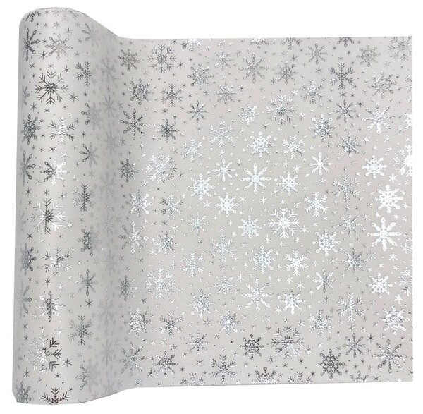 Běhoun sametový s vločkami bílý 28cm x 3m 8701301B