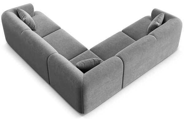 -25 % Dny MOMENTI– Cosmopolitan Design Šedá sametová rohová pohovka Campi 255 cm, levá/pravá