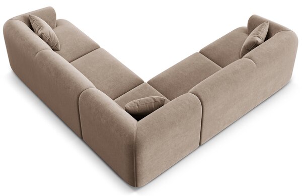 -25 % Dny MOMENTI– Cosmopolitan Design Béžová sametová rohová pohovka Campi 255 cm, levá/pravá