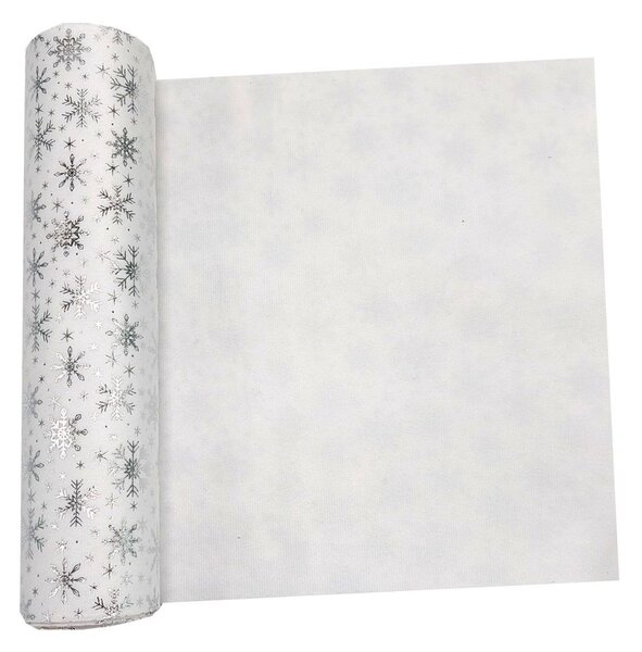 Běhoun sametový s vločkami bílý 28cm x 3m 8701301B