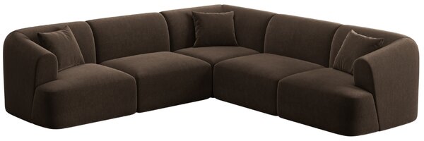 -25 % Dny MOMENTI– Cosmopolitan Design Tmavě hnědá sametová rohová pohovka Campi 255 cm, levá/pravá