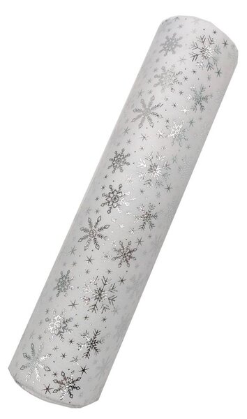 Běhoun sametový s vločkami bílý 28cm x 3m 8701301B