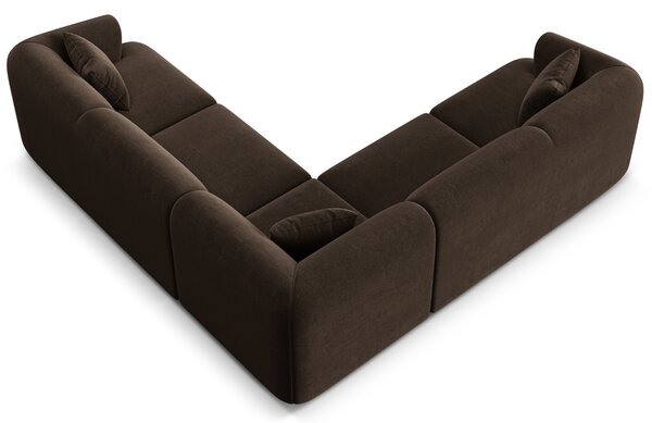 -25 % Dny MOMENTI– Cosmopolitan Design Tmavě hnědá sametová rohová pohovka Campi 255 cm, levá/pravá