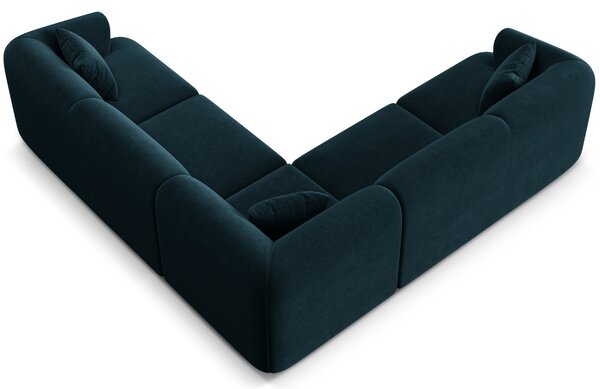 -25 % Dny MOMENTI– Cosmopolitan Design Petrolejově modrá sametová rohová pohovka Campi 255 cm, levá/pravá