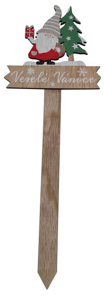 Dřevěný zápich skřítek Veselé Vánoce 40cm 3002001