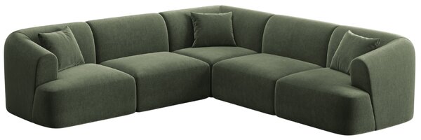 -25 % Dny MOMENTI– Cosmopolitan Design Zelená sametová rohová pohovka Campi 255 cm, levá/pravá