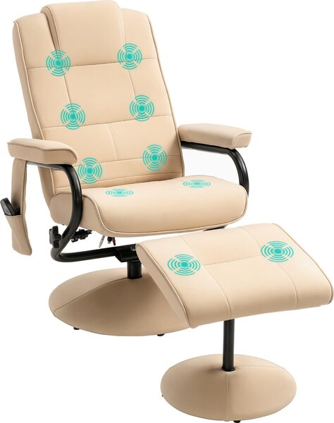 Masání křeslo HOMCOM s podnokou, relaxaní křeslo s polohovatelnou oprkou, s funkcí masáe