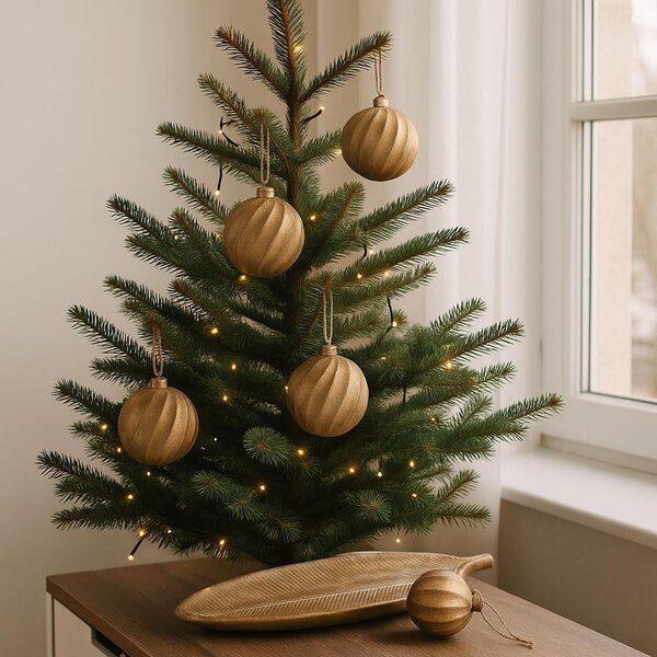 Koule zlatá dřevěná závěsná 10cm 3001601B