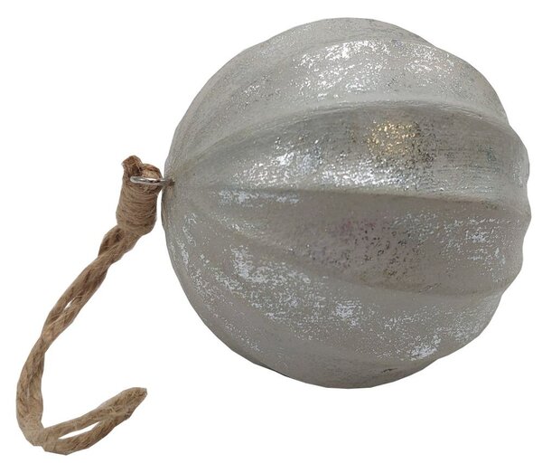 Koule stříbrná dřevěná závěsná 10cm 3001601C