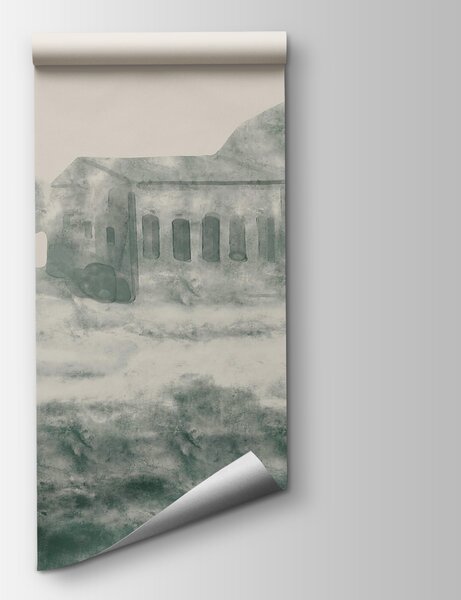 Fototapeta Malba budovy a hory, Akvarelové fototapety, Populární fototapety, t00367v1 - Tapeko.co.cz