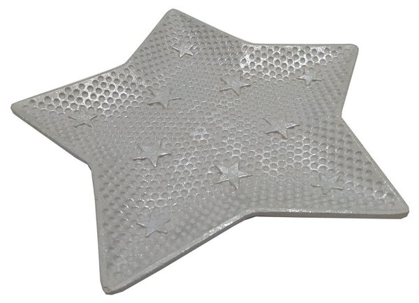 Dekorační talíř hvězda stříbrná 30cm 3000204A