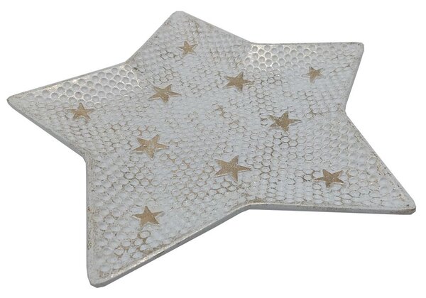 Dekorační talíř hvězda bílo-zlatá 30cm 3000204C
