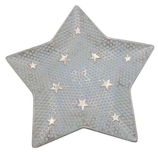 Dekorační talíř hvězda bílo-zlatá 30cm 3000204C