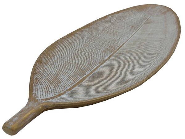 Dekorační tác dřevěný list zlatý 60cm 3000202C