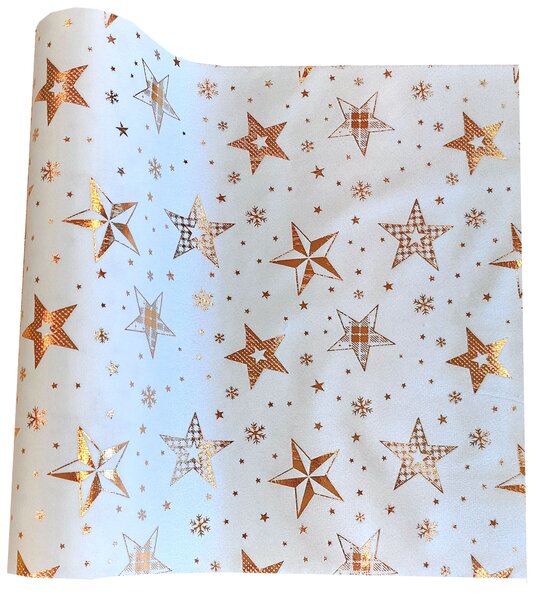 Běhoun sametový s hvězdami bílý 28cm x 3m 8701302D