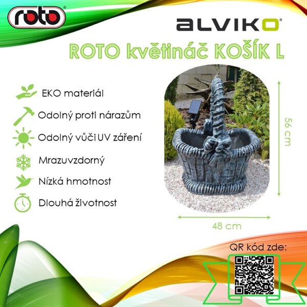 Roto květináč KOŠÍK L - šedý