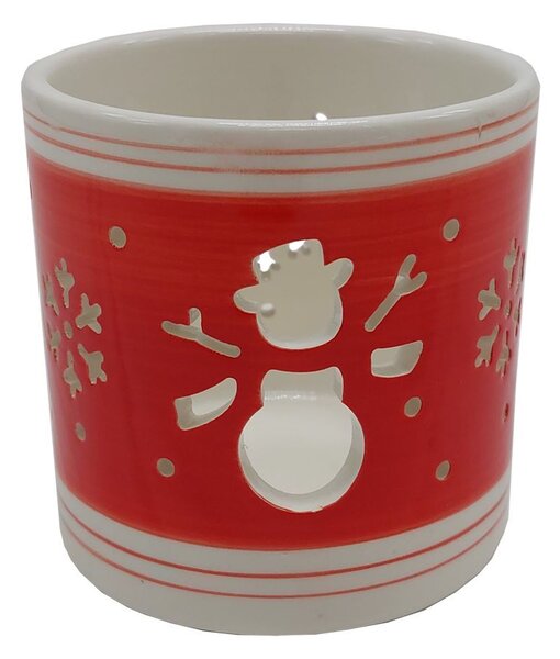 Svícen porcelánový se sněhulákem 8cm 9305222