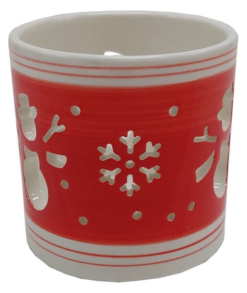 Svícen porcelánový se sněhulákem 8cm 9305222