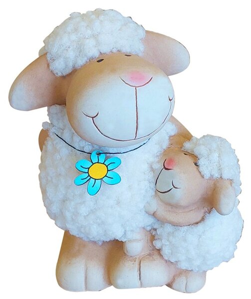 Ovčí maminka keramická s kytičkou 4000341 19cm