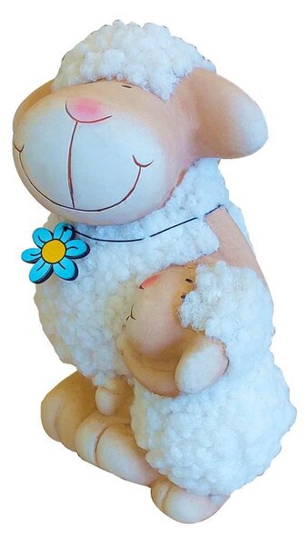 Ovčí maminka keramická s kytičkou 4000341 19cm