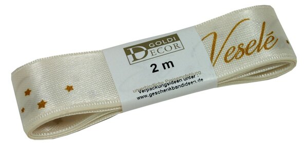 Vánoční látková stuha 2m x 2,5cm Šťastné a veselé 7402808