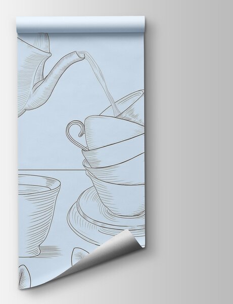 Fototapeta Čajová konvice nalévá čaj do hromádky čajových šálků, Designové fototapety na zeď, Populární fototapety, t00418 - Tapeko.co.cz
