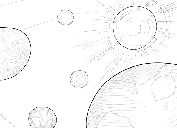 Fototapeta Kresba planet a slunce, Vesmírné fototapety, Populární fototapety, t00419 - Tapeko.co.cz