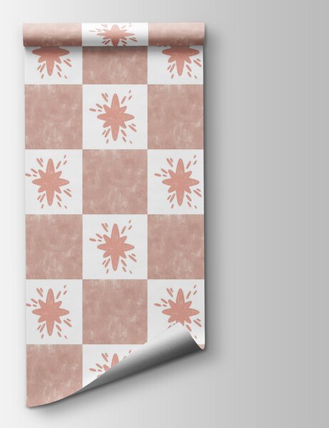 Fototapeta Vzor růžových čtverců s bílými čtverci, Geometrické fototapety, Populární fototapety, t00439 - Tapeko.co.cz