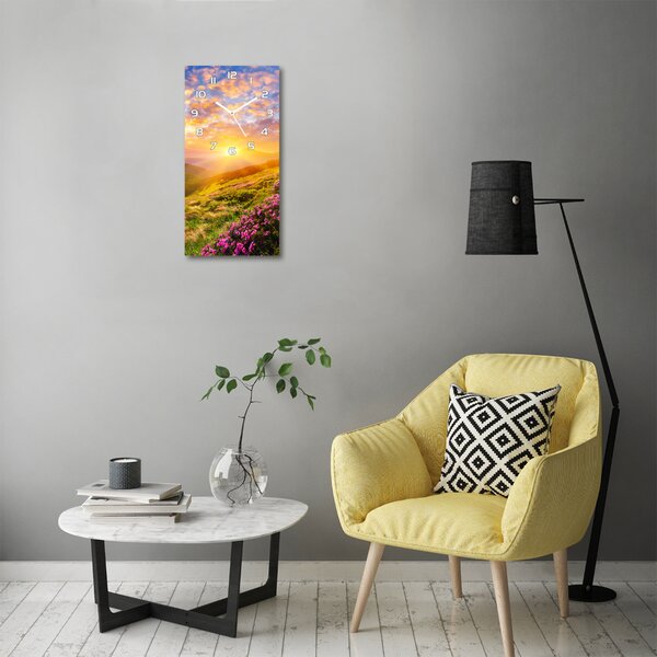 Nástěnné hodiny Západ slunce hory pl_zsp_30x60_f_100025577