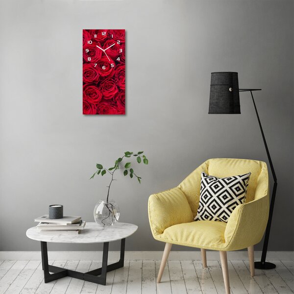 Nástěnné skleněné hodiny Červená růže pl_zsp_30x60_f_102803756