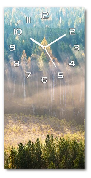 Nástěnné skleněné hodiny Mlha nad lesem pl_zsp_30x60_f_104886541