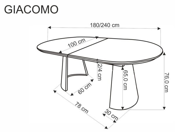 Halmar Rozkládací jídelní stůl GIACOMO 180(240)x100 přírodní/černý