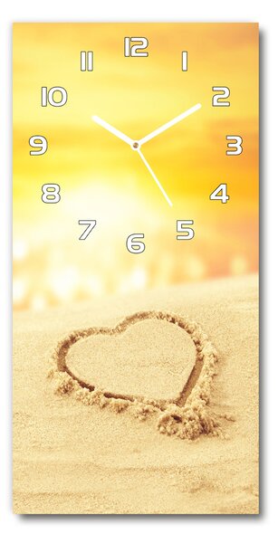 Nástěnné skleněné hodiny Srdce na pláži pl_zsp_30x60_f_112809323